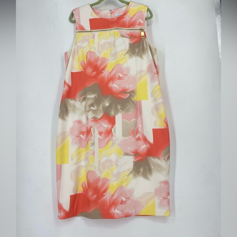 NEW Calvin Klein Pastel Floral Sleeveless Formal Dress Plus Size 18W NWT Easter